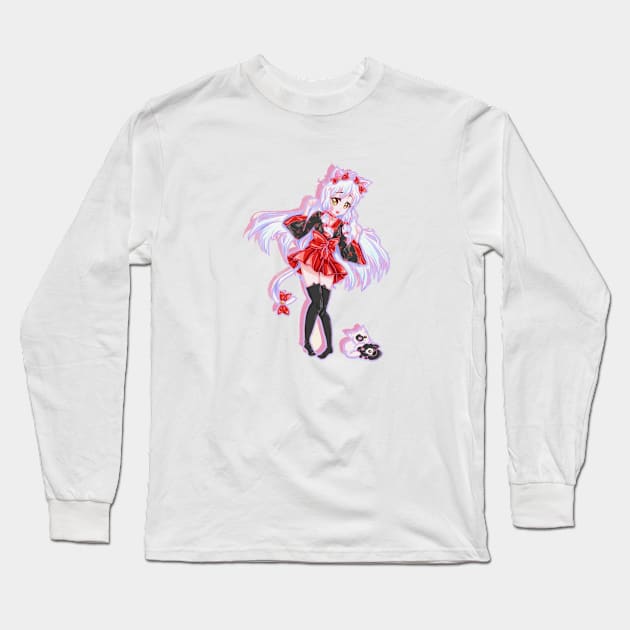Neko Kawaii Long Sleeve T-Shirt by Littlepancake